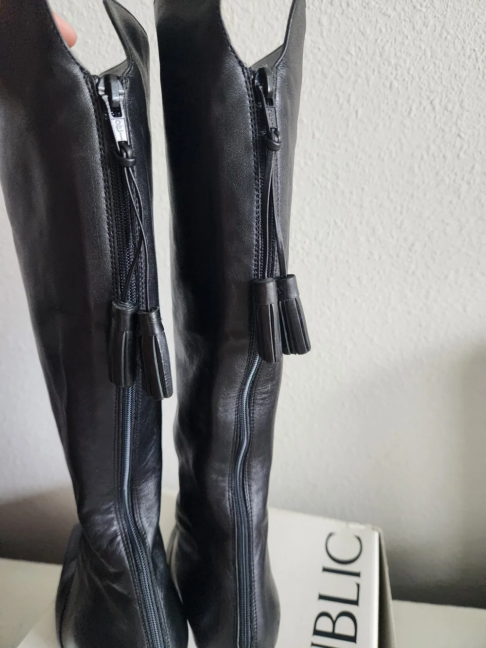 Banana Republic Black Over-the-Knee Pointed Leather Boots